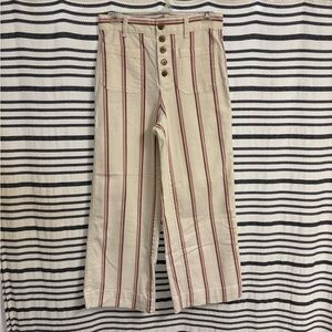 GAP Cream and Pink Wide-Leg Crop Pants